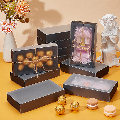 Cardboard Drawer Gift Storage Boxes with Clear Cover LS-CON-WH0092-72C-02-1