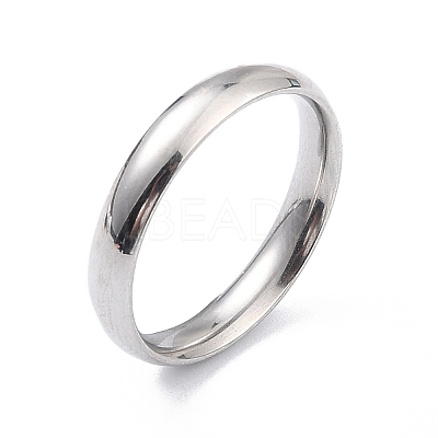 Non-Tarnish 304 Stainless Steel Simple Plain Band Finger Ring for Womenn RJEW-B036-01P-1