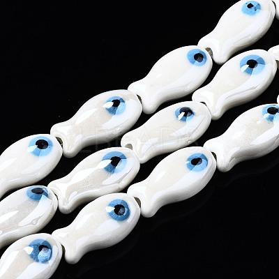 Handmade Porcelain Ceramic Beads Strands PORC-T006-03N-1