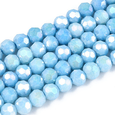 Anti-Tarnish Electroplate Glass Beads Strands EGLA-T021-4mm-15-10-1