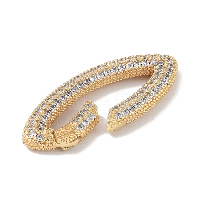 Rack Plating Brass Micro Pave Cubic Zirconia Twister Clasps KK-NH0002-09G-01-1