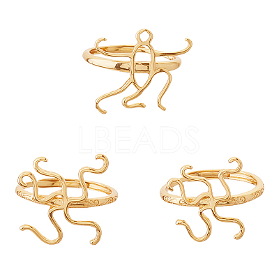 3pcs 3 styles Brass Adjustable Ring Findings FIND-FI0001-06G-1