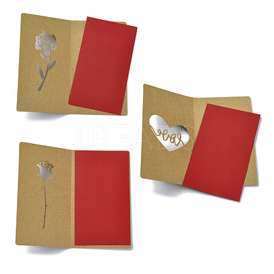 3 Sets 3 Styles Kraft Paper Greeting Cards AJEW-FS0001-28-1