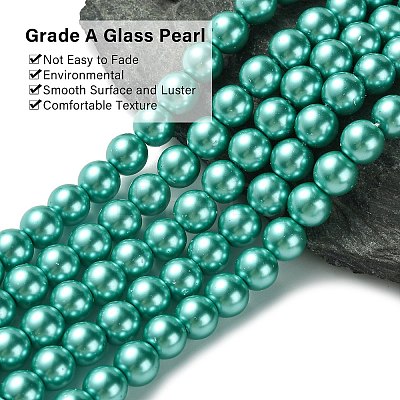 Eco-Friendly Dyed Glass Pearl Round Beads Strands HY-A008-8mm-RB073-1