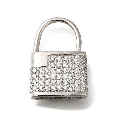 Rack Plating Brass Micro Pave Clear Cubic Zirconia Clasps KK-H512-02P-1