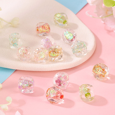 14Pcs 7 Colors Handmade Foil Lampwork Beads FOIL-TA0001-06-1