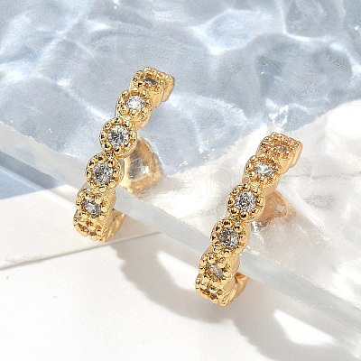 Golden Plated Brass Micro Pave Cubic Zirconia Cuff Earrings EJEW-L244-22B-1