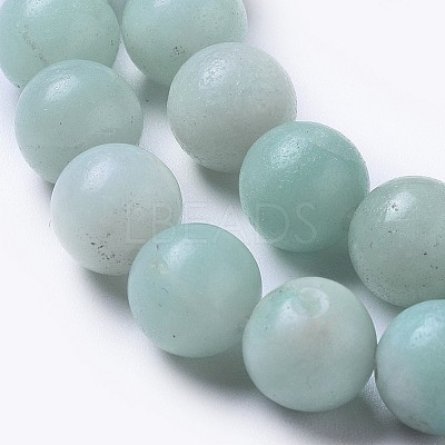 Smooth Round Natural Amazonite Bead Strands G-I183-02-8mm-1