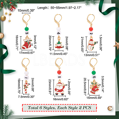 Christmas Theme Alloy Enamel with Rhinestone Pendant Stitch Markers HJEW-AB00351-1