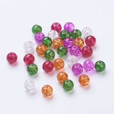 Baking Paint Crackle Glass Beads DGLA-X0006-8mm-09-1