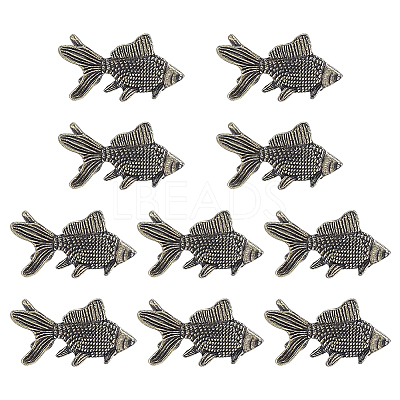 10Pcs Brass Fish Figurines Ornaments DJEW-ME0001-13AB-1