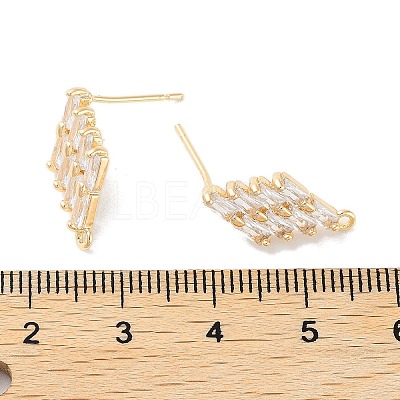 Brass Micro Pave Cubic Zirconia Stud Earring Findings KK-E107-24G-1