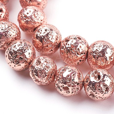 Electroplated Natural Lava Rock Bead Strands X-G-E429-01-10mm-RG-1