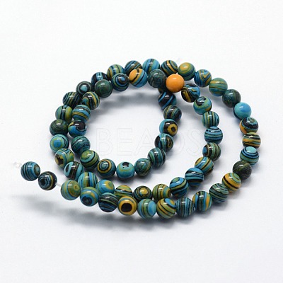 Synthetic Malachite Beads Strands G-I199-32-8mm-E-1