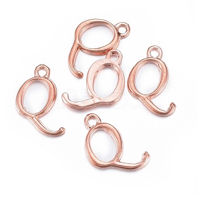 Rose Gold Plated Alloy Letter Pendants X-PALLOY-J718-01RG-Q-1