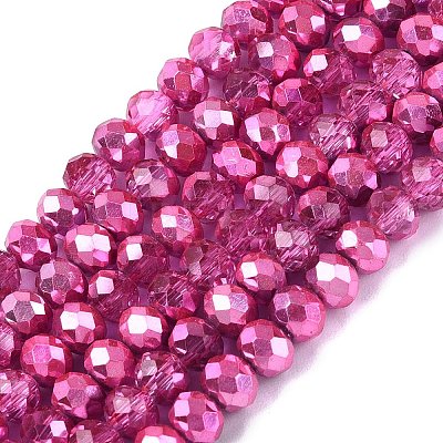 Transparent Electroplate Glass Beads Strands EGLA-Q131-01A-08-1