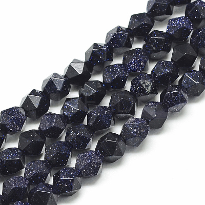 Synthetic Blue Goldstone Beads Strands X-G-S149-11-8mm-1