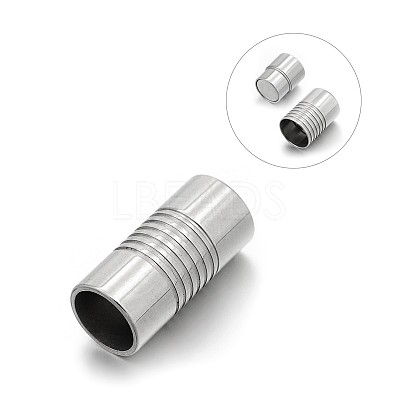 Tarnish Resistant Smooth 304 Stainless Steel Column Magnetic Clasps with Glue-in Ends STAS-E089-33F-1