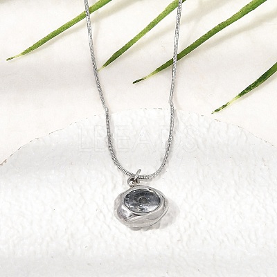 304 Stainless Steel Pave Cubic Zirconia Pendant Necklaces SA-CBADCF0-03P-04-1