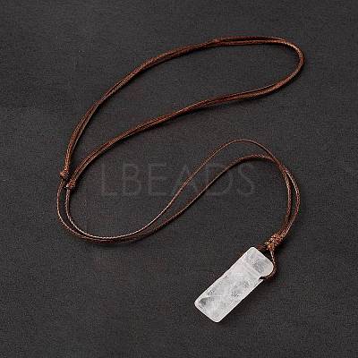 Natural Quartz Crystal Nugget Pendant Necklace with Waxed Cord for Women NJEW-F306-01H-1