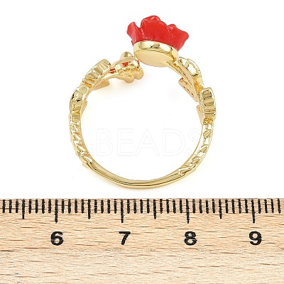 Flower Resin Cuff Rings RJEW-P155-01B-G-1