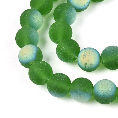 Frosted Transparent Glass Beads Strands GLAA-T032-T10mm-MBB07-1