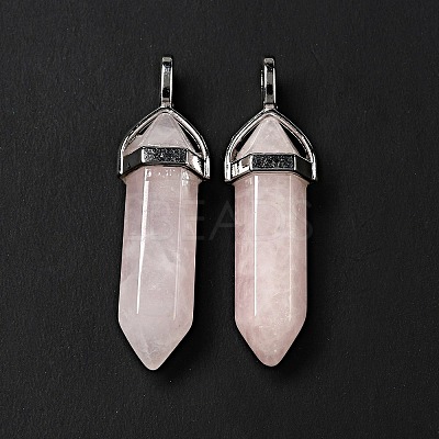 Natural Rose Quartz Double Terminated Pointed Pendants X-G-D415-12-1