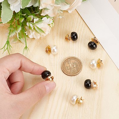 48Pcs 2 Colors Pearl Button Pins for Jeans BUTT-FG0001-38-1