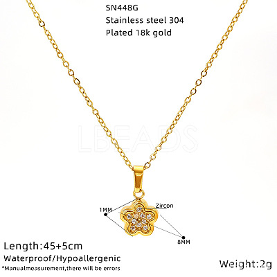 304 Stainless Steel Crystal Rhinestone Pendant Necklaces for Women WG594E0-04-1