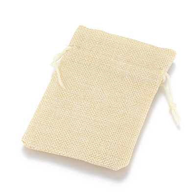 Polyester Imitation Burlap Packing Pouches Drawstring Bags X-ABAG-R005-17x23-13-1