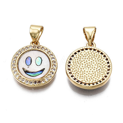 Brass Micro Pave Clear Cubic Zirconia Pendants X-KK-Q769-024-NF-1