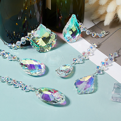 6Pcs 6 Styles Teardrop & Oval Glass Hanging Suncatchers HJEW-FH00201-1