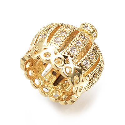 Brass Micro Pave Cubic Zirconia Beads ZIRC-Q013-41G-1
