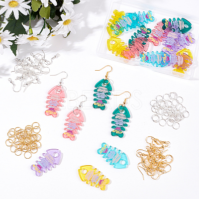 Fishbone Dangle Earrings DIY Making Kits DIY-OC0008-05-1