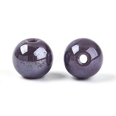 Electroplate Round Glass Beads Strands EGLA-T029-07B-1