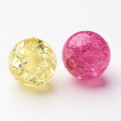 Transparent Crackle Acrylic Beads X-CACR-R008-10mm-M-1