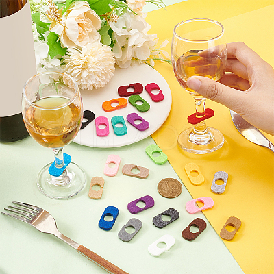 24Pcs 24 Colors Felt Wine Glass Charms AJEW-BC0004-20-1