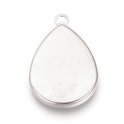 Tarnish Resistant 201 Stainless Steel Pendant Cabochon Settings STAS-S057-34-1