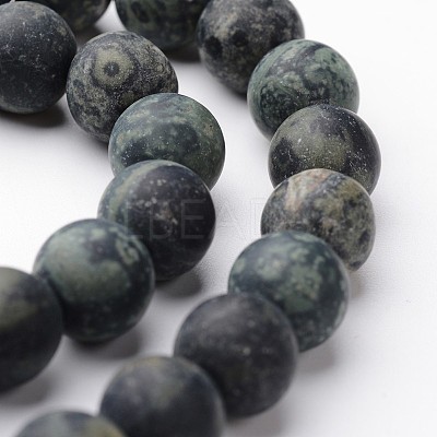 Frosted Round Natural Kambaba Jasper Bead Strands G-J346-30-8mm-1