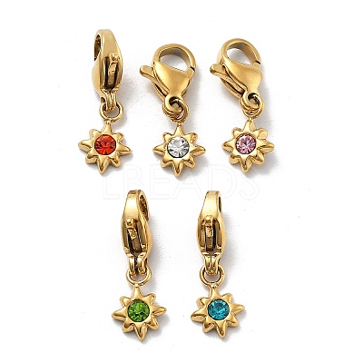 304 Stainless Steel Rhinestone Pendant Decoration STAS-L283-28G-1