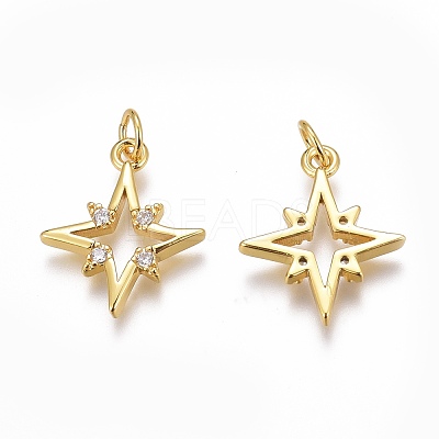 Brass Micro Pave Clear Cubic Zirconia Pendants ZIRC-O035-22-1