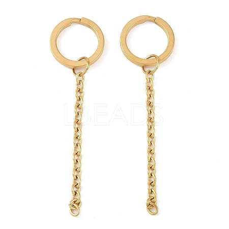 Ion Plating(IP) 304 Stainless Steel Split Key Ring Clasps LS-STAS-L226-009A-G-1