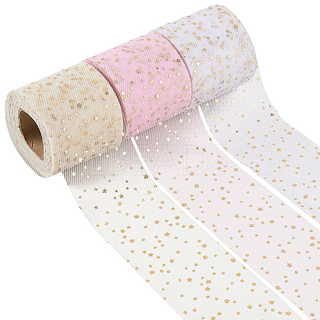 3 Rolls 3 Colors Polyester Organza Ribbons for Sewing Decoration OCOR-CY0002-23-1