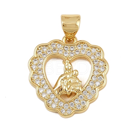 Brass Micro Pave Cubic Zirconia Pendants KK-P323-11A-G01-1