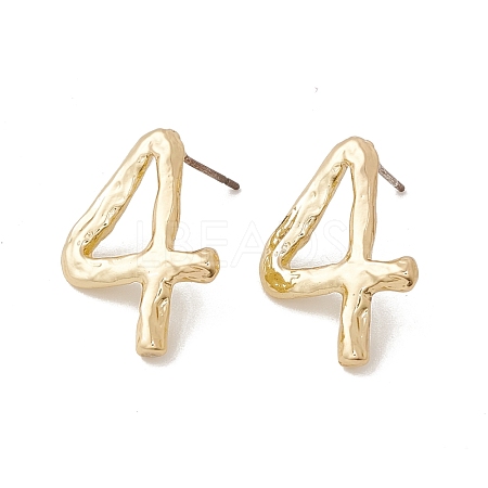 Brass Number Stud Earrings with 925 Sterling Silver Pins for Women EJEW-A077-01D-1