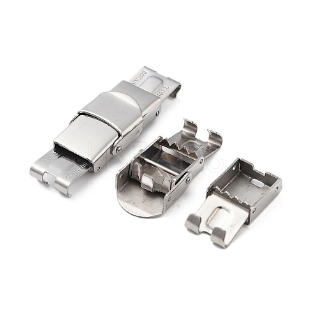 Non-Tarnish 201 Stainless Steel Watch Band Clasps STAS-C006-1-1