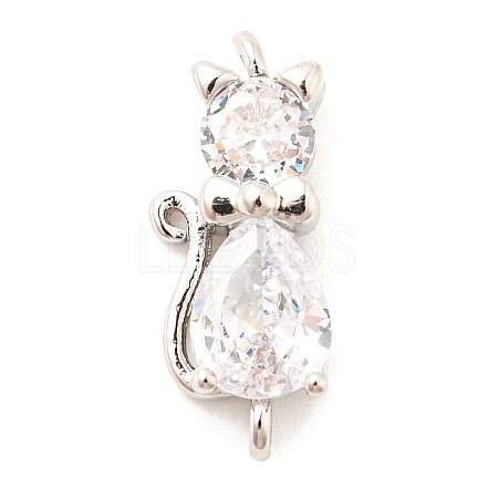 Brass Micro Pave Cubic Zirconia Kitten Links Connectors ZIRC-G157-50P-1