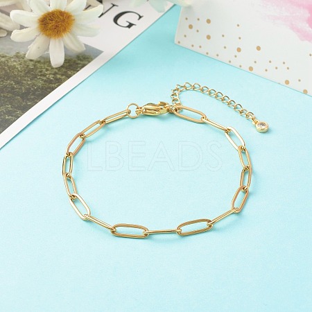 304 Stainless Steel Paperclip Chains Bracelet BJEW-JB06523-01-1