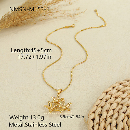 304 Stainless Steel 3D Flower Pendant Necklaces for Women WGDBDE2-01-1