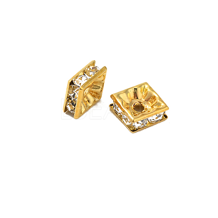 Brass Rhinestone Spacer Beads RSB074NF-01G-1